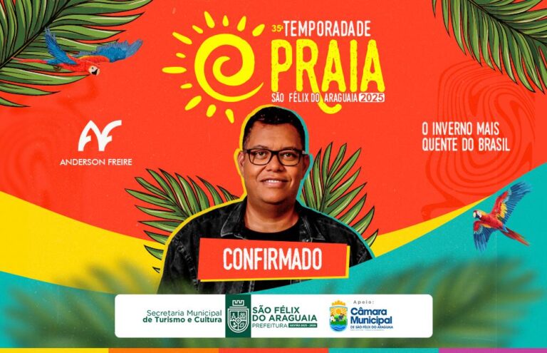 Prefeitura de São Félix do Araguaia anuncia show de Anderson Freire na Temporada de Praia 2025