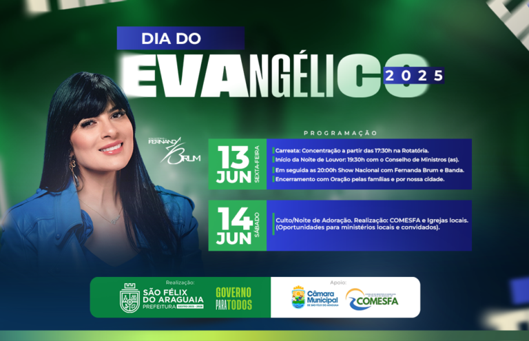 Prefeitura promove celebração especial pelo Dia do Evangélico; show de Fernanda Brum está confirmado